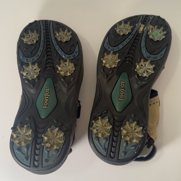 Footjoy Sport Sandals Men's 7m Brown Hook & Loop/zipper Flat Heel Spikes Golf - Picture 4 of 5